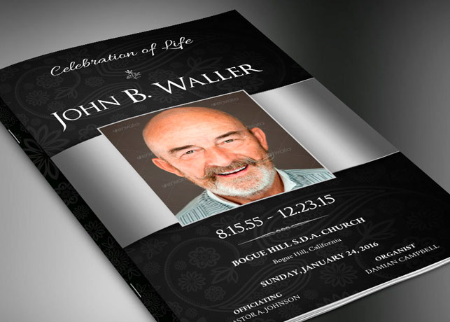 Black Silver Dignity Funeral Program Publisher Tem