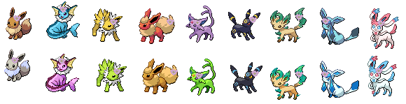 All Eevee Evolution Pokémon Sprites 