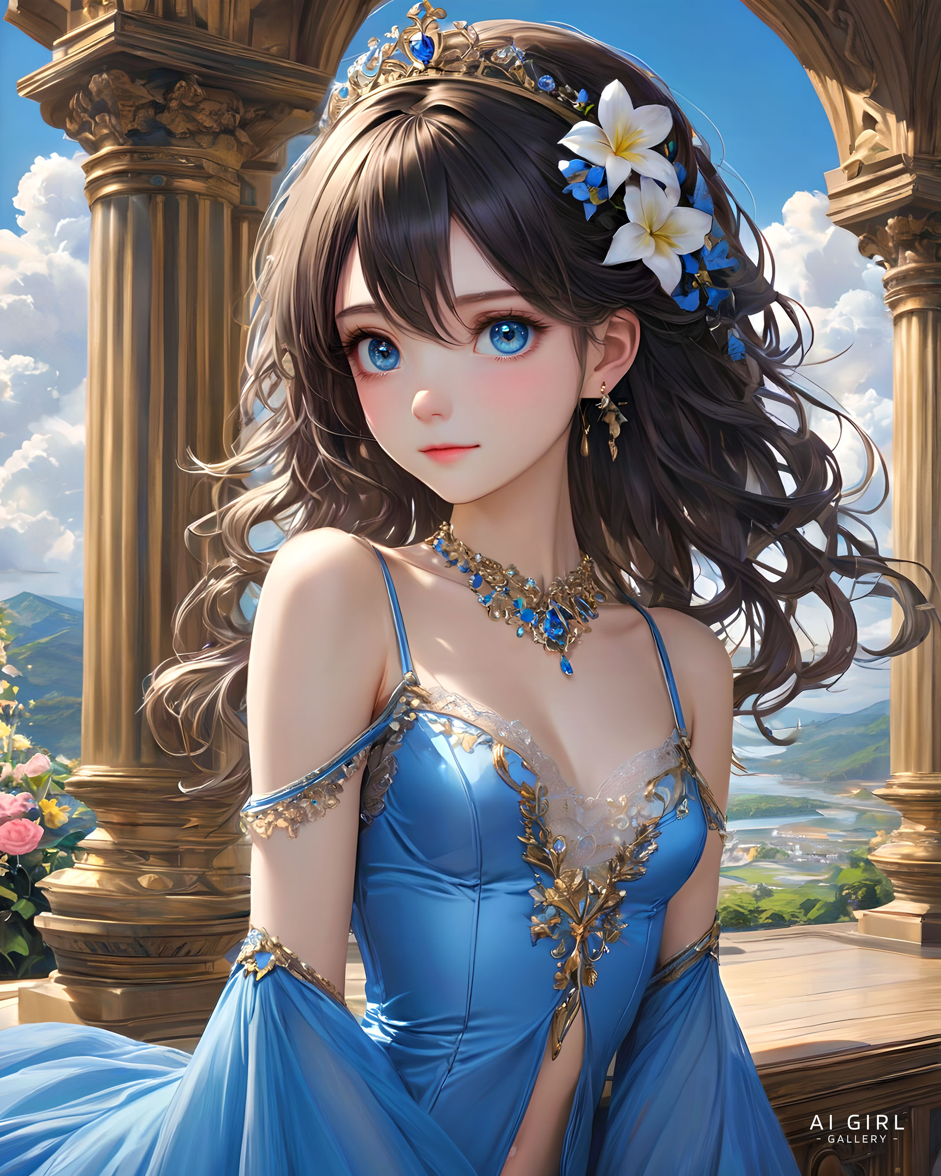 Princessblue28 Princess Bella - Blue Dress in Golden Palace by AIGirlGallery on DeviantArt