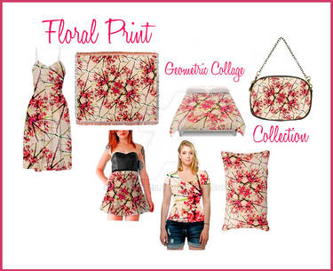 Red Floral Print Geometric Collage Collection