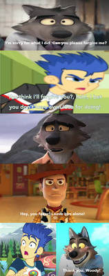 Woody saves Mr. Wolf from FlashSentry2000