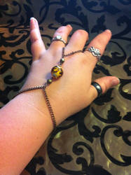 Steampunk Gold Beaded Slave Bracelet
