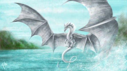 Art Trade: Lir, majestic flying dragon.