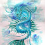 Blue Watercolor Dragon - The Airborne