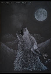 Black Paper Drawing: Howling Wolf