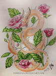 Rose Watercolor Dragon - Rose Garden by PandiiVan