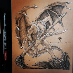 An artistic and wild Dragon with Brush