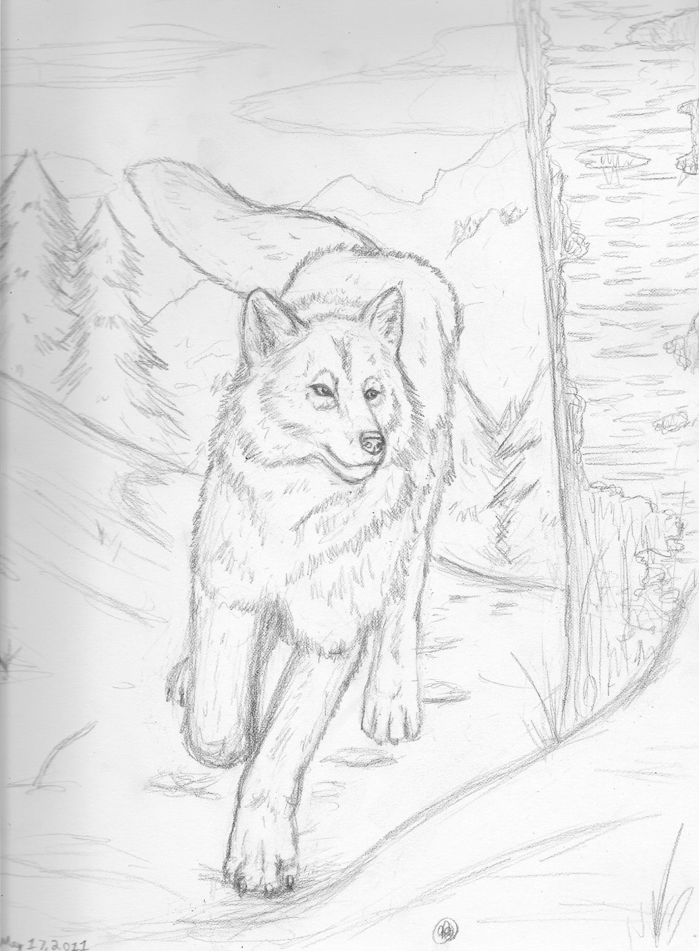 Running Wolf Lineart