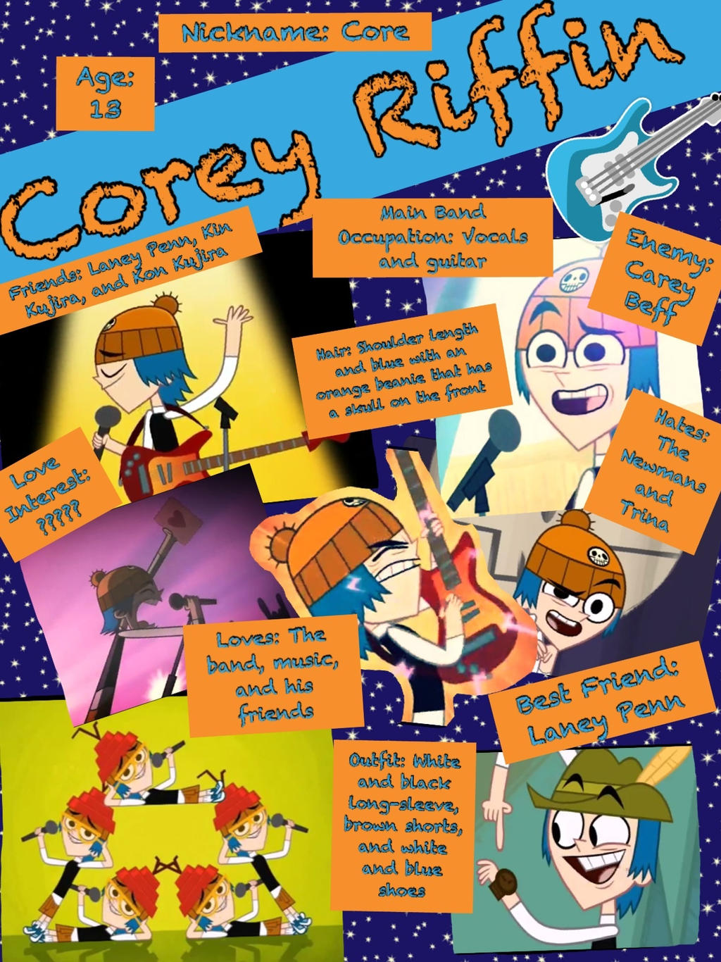 Grojband Corey Riffin Character Profile by PokeLyokoHearts213 on DeviantArt