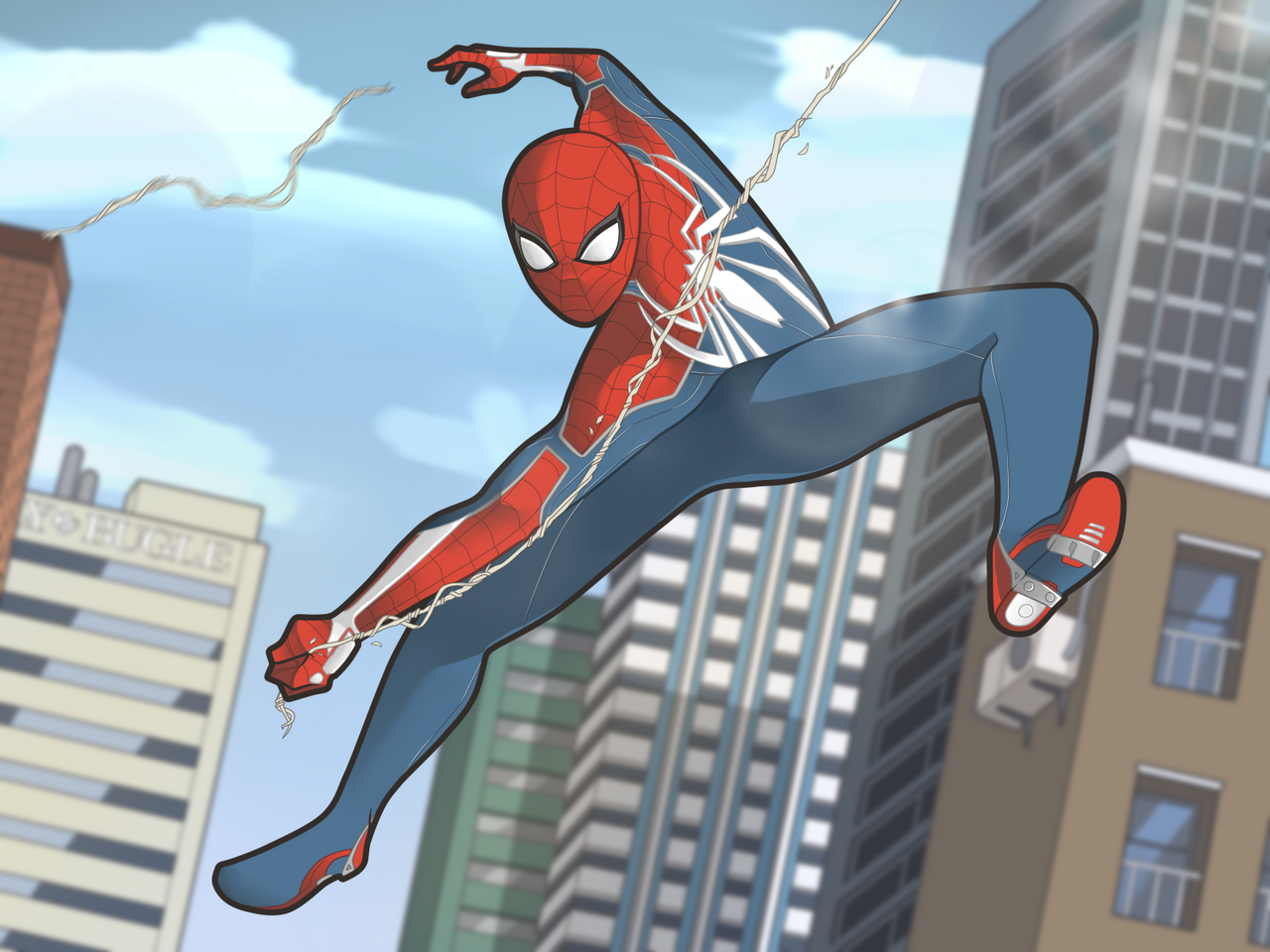 Ultimate Spider man ps4. Человек паук арт. Человек паук пс4 арт. Человек паук в прыжке.