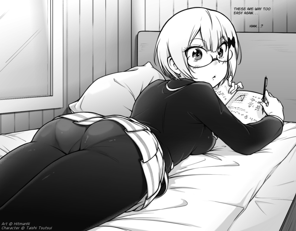 Rizu Ogata Studying On Bed