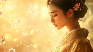 In the Embrace of Golden Blossoms