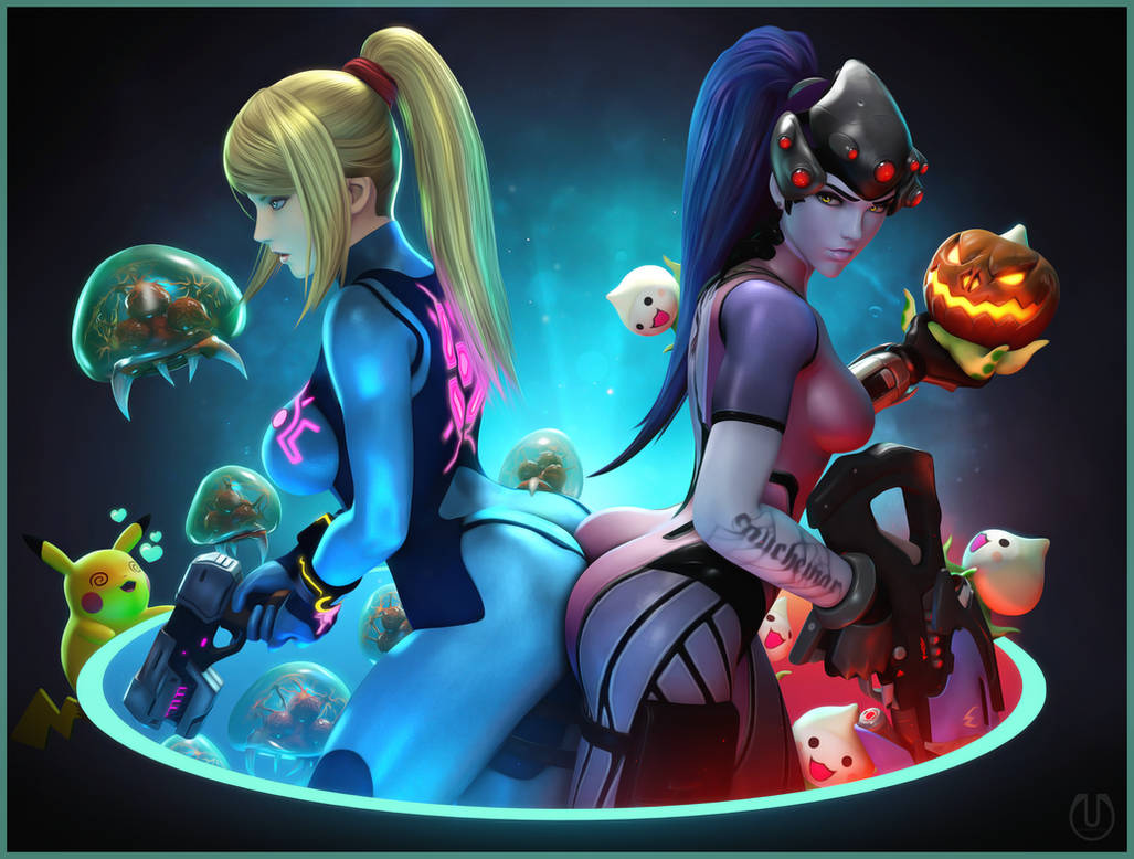 Zero Suit Samus and Widowmaker by Urbanator