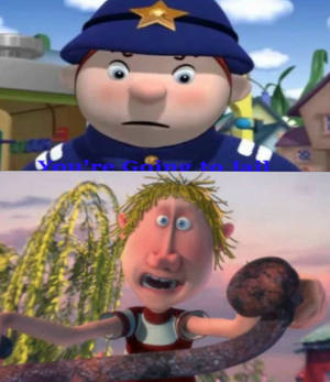 Mr. Plod puts Ivan Olsen in jail