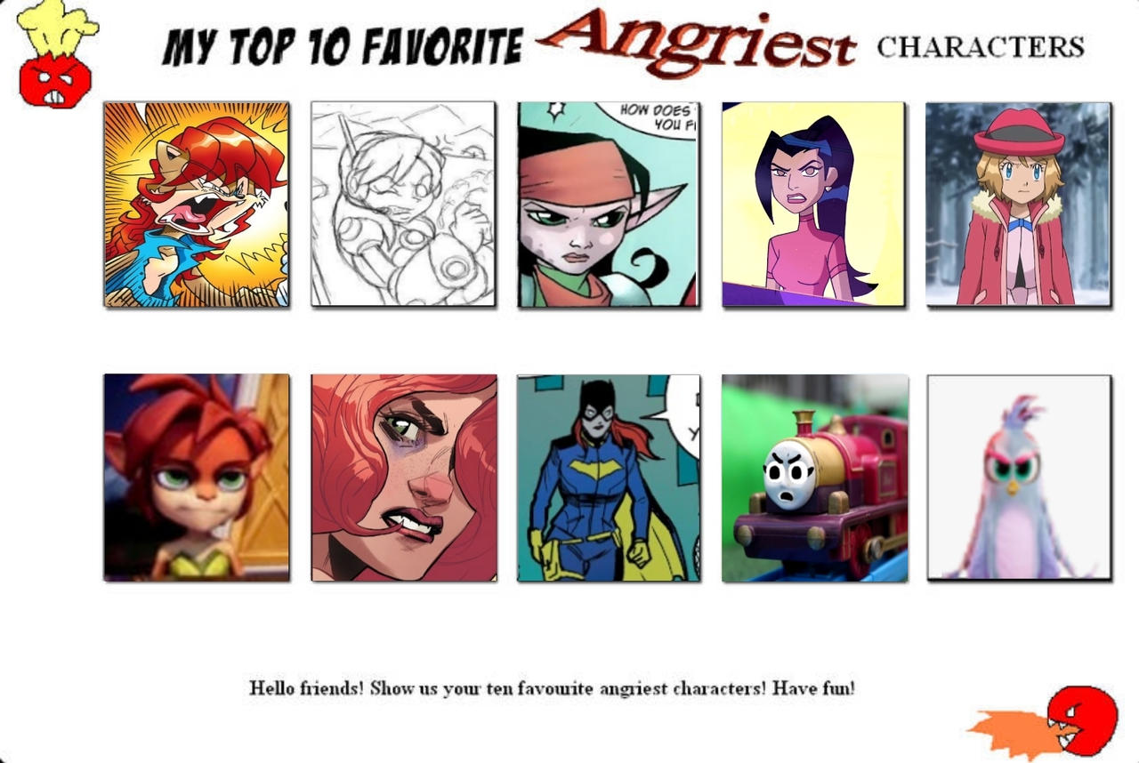 Top Ten Angry Characters by jonatan55484 on DeviantArt