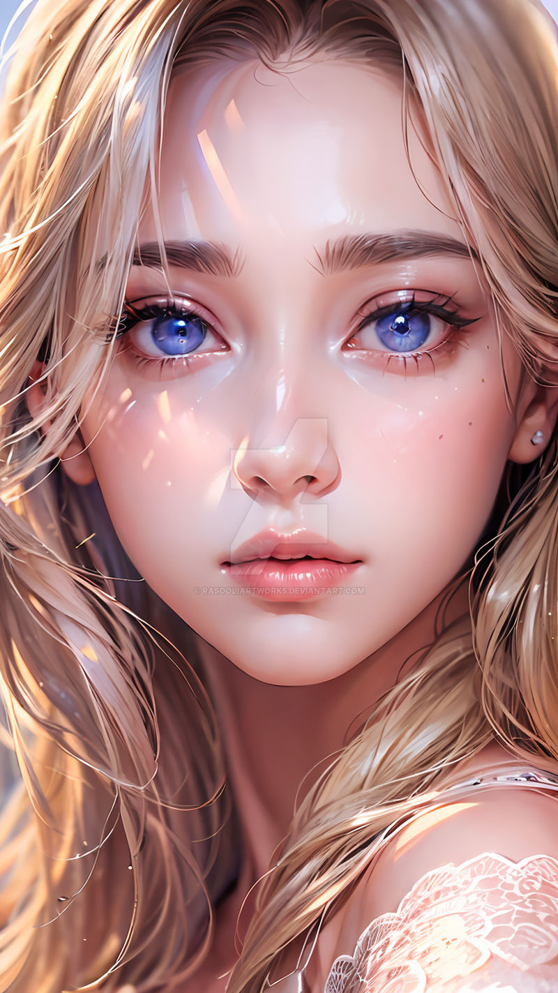 Cute anime girl portrait, digital painting. Close-up illustration