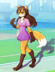 Fox lady on a walk