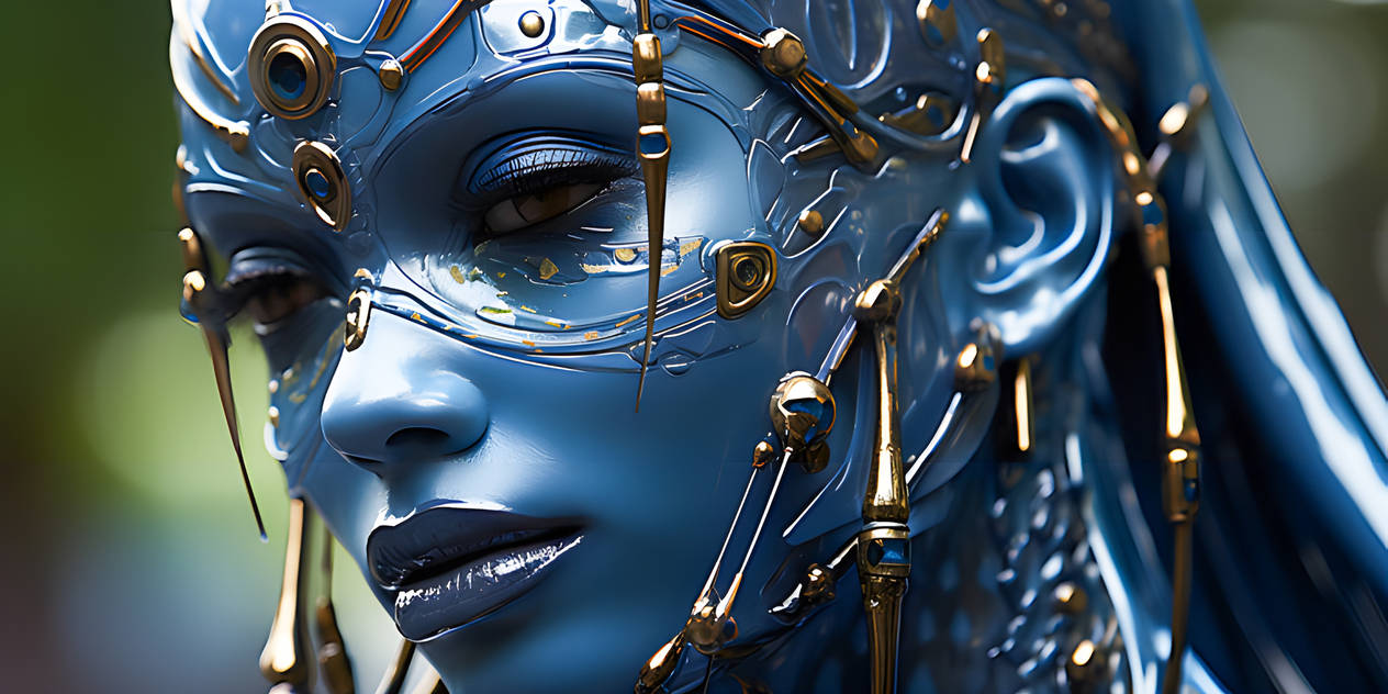 human-like android face in blue by viaankart on DeviantArt