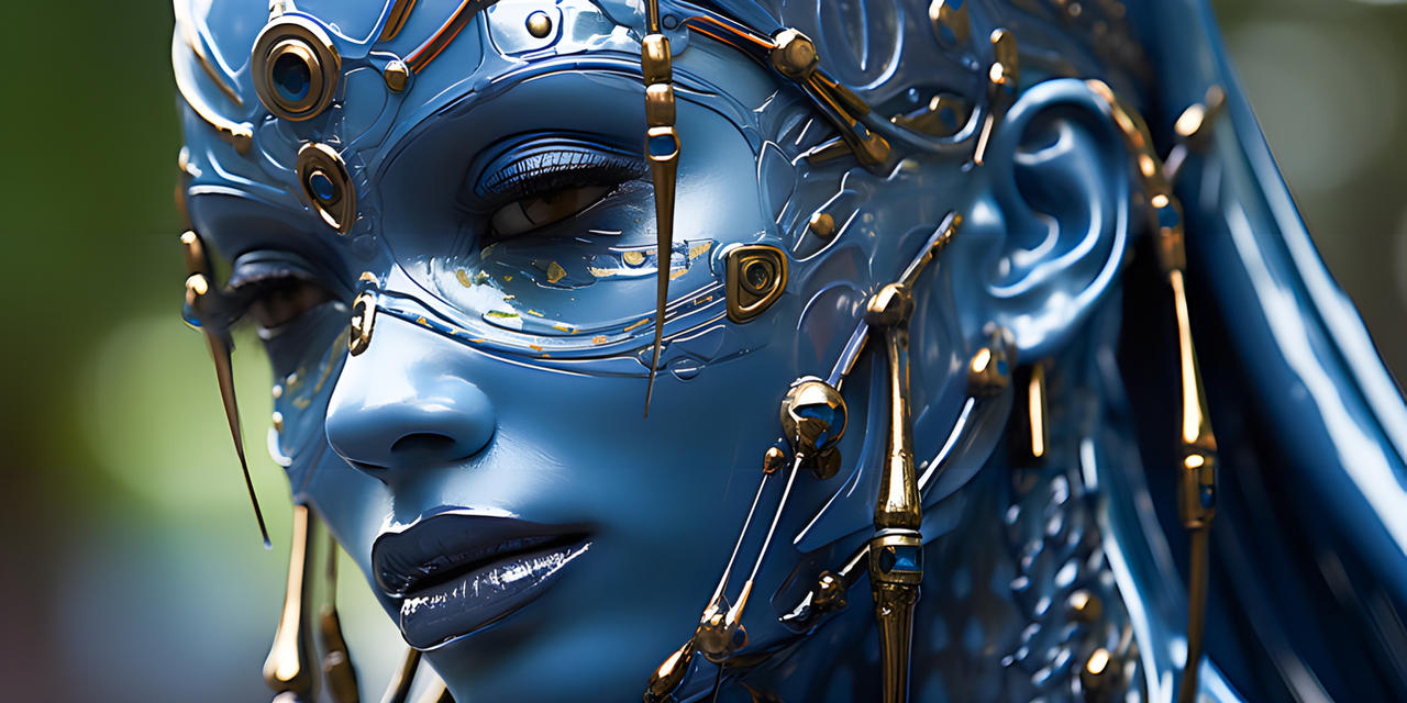 human-like android face in blue by viaankart on DeviantArt