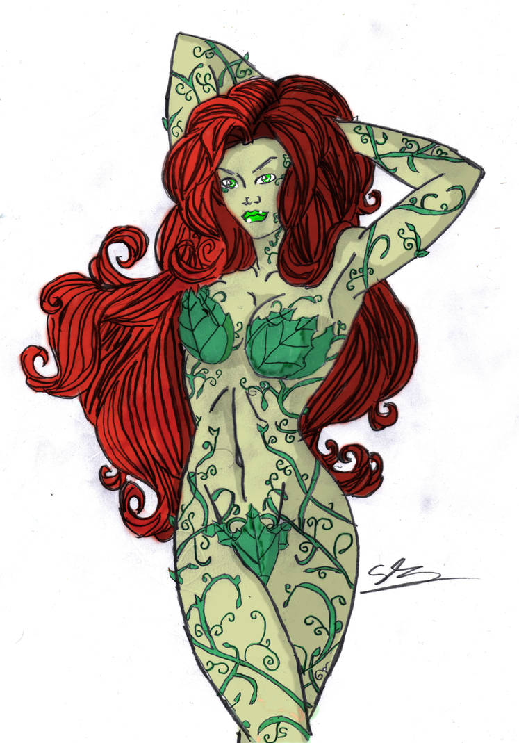 Poison Ivy colour pin-up