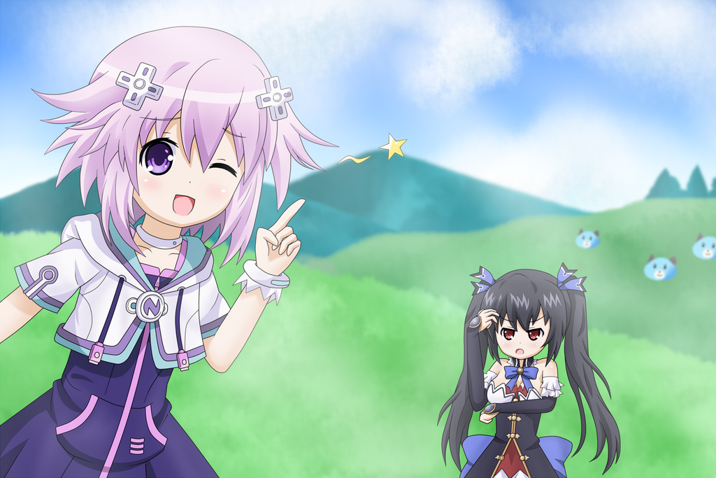 Choujigen Game Neptune - Neptune and Noire by ZettaiYuki on DeviantArt 