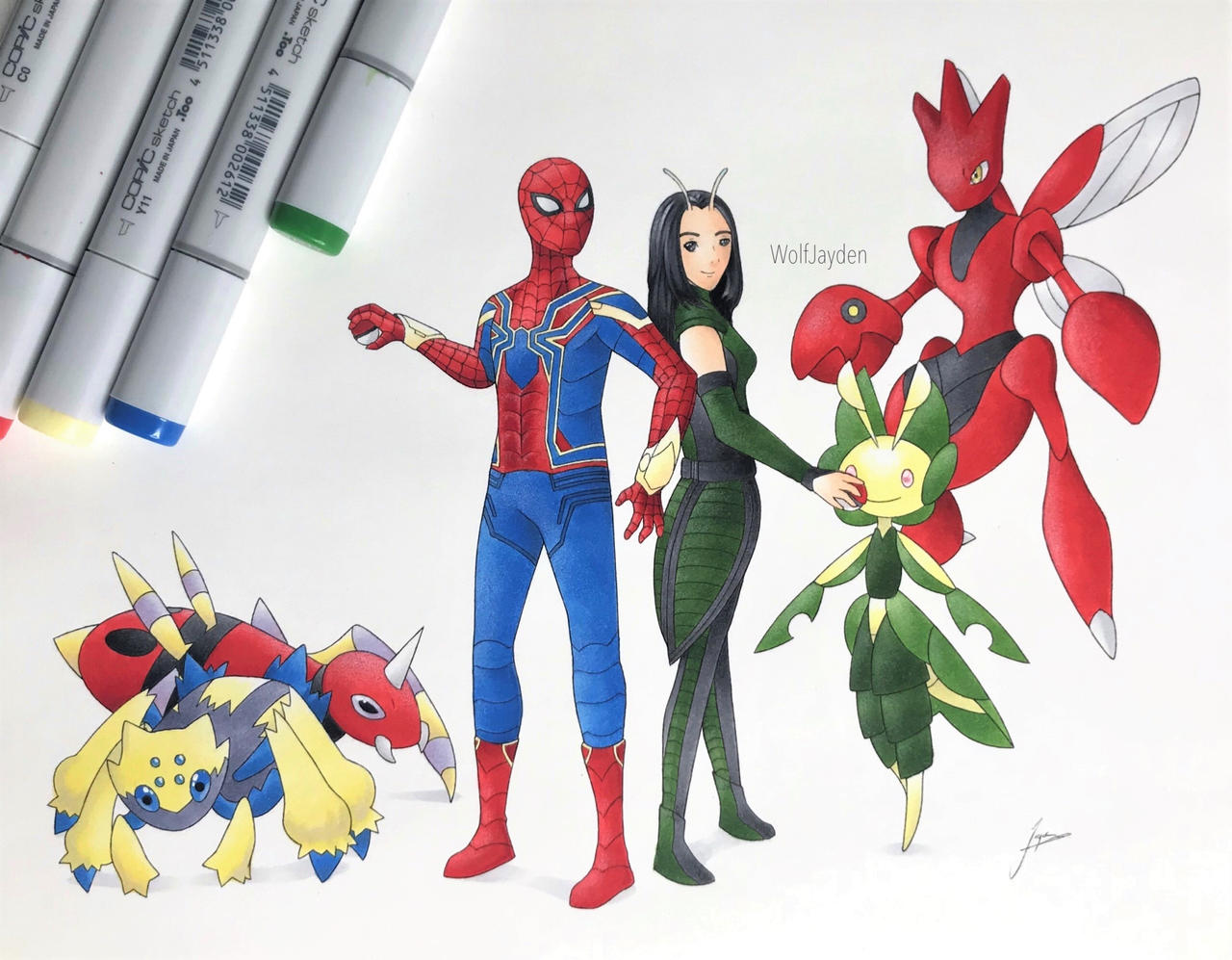 Commission- Spider-Man and Mantis Pokemon Team by WolfJayden on DeviantArt