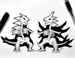 -Commission- Skeletal Tyranitar and Mega Tyranitar