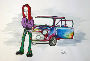 Emily and her mini cooper gubby