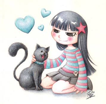 Girl and cat