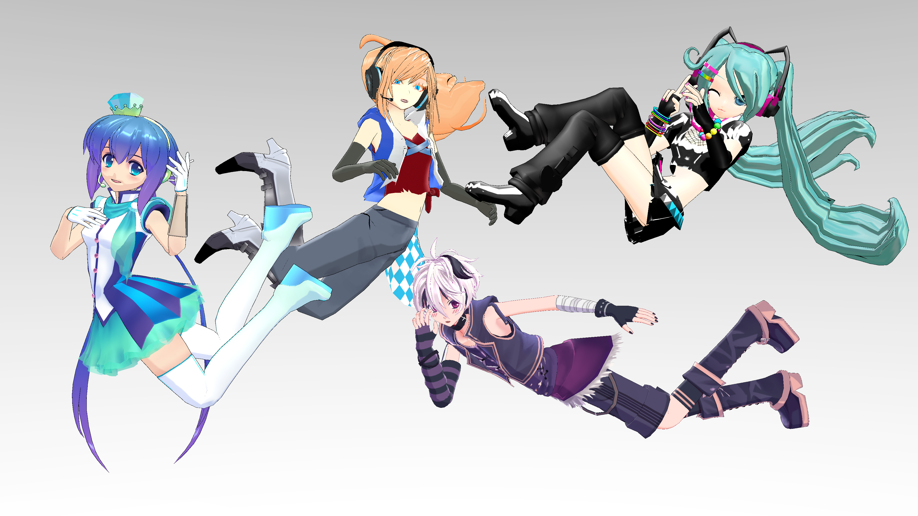 Floating Anime Falling Poses.