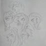 Sketch of the Mane Six (just the heads)