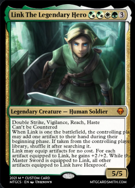 link mtg card Come with us on a legendary adventure with our latest creation! Introducing our of Link, the brave hero of Hyrule, ready to take on the evil Ganondorf and protect Princess Zelda with his Mint / near mint condition trading card MTGNexus - Link, Temple Delver