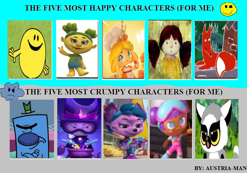 My Five Most Happy Grumpy Characters by EmeraldZebra7894 on DeviantArt