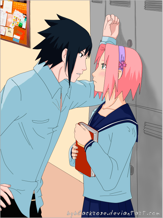 SasuSaku in school.