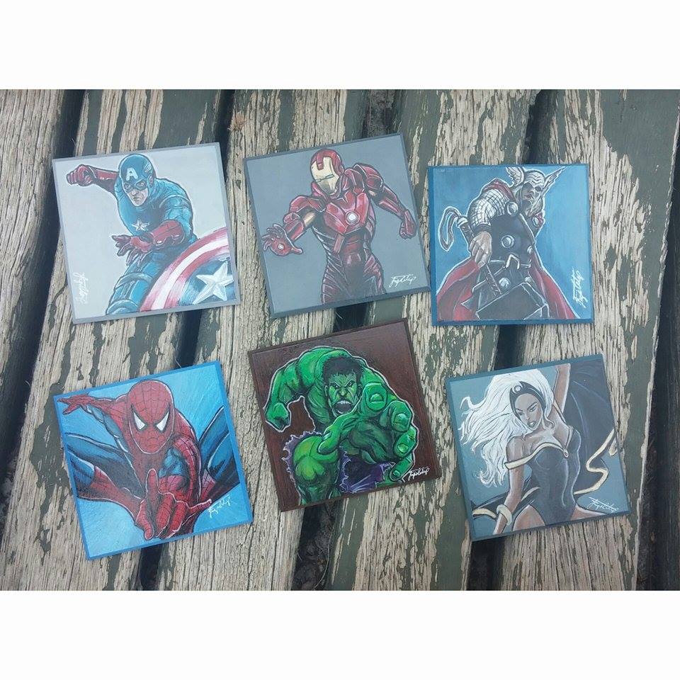 Marvel Heroes handmade wooden coaster