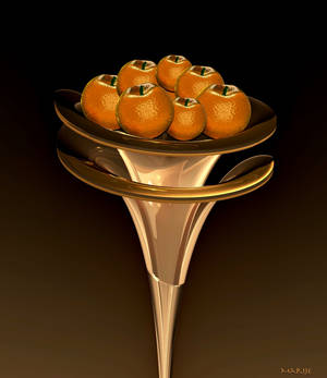 For Gudrun: Glass fruit bowl with glass oranges