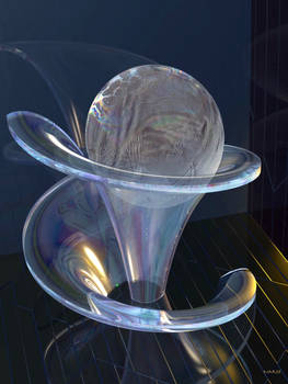 Frozen water bubble in glass sculpture