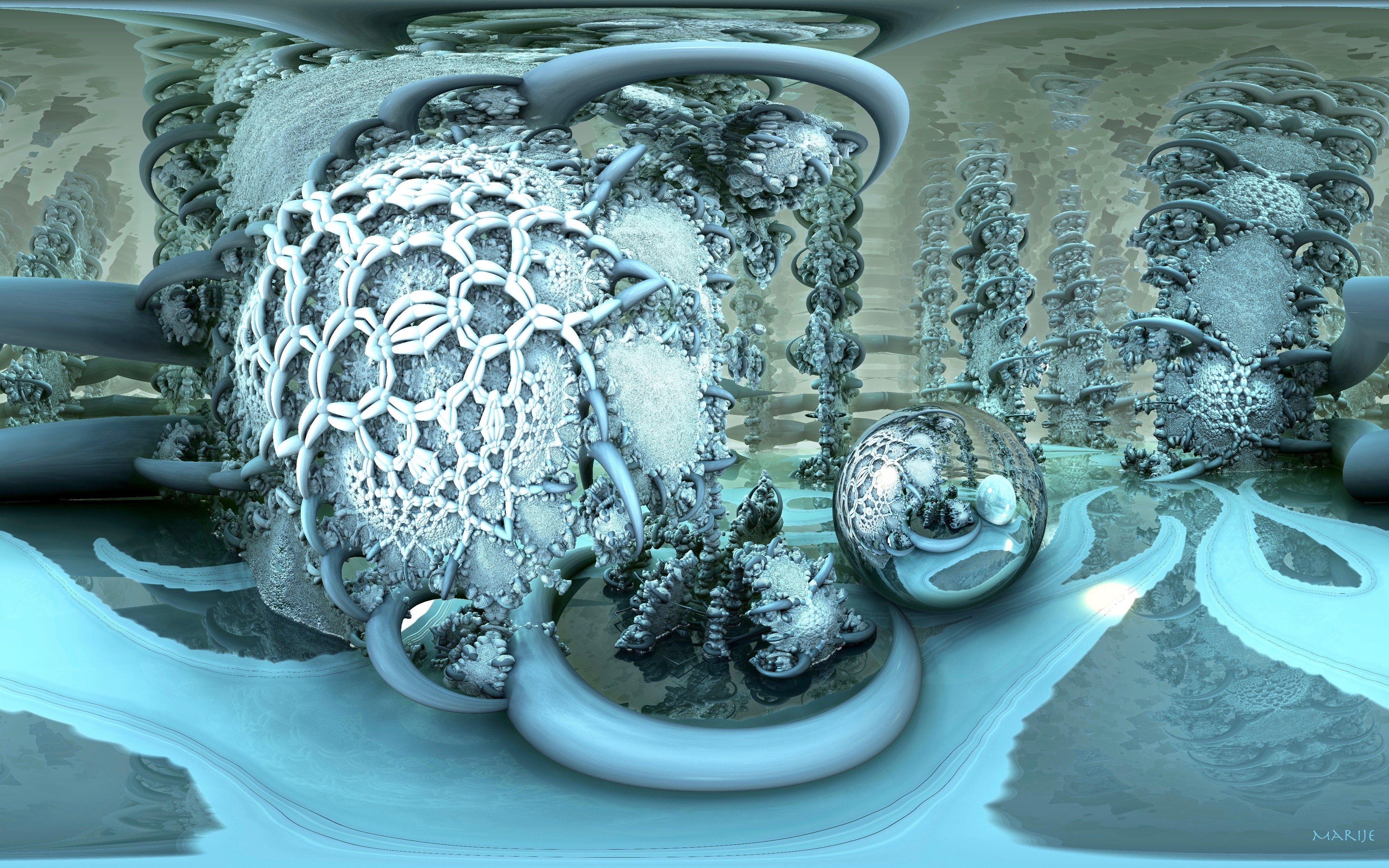 Frosty World with translucent sphere
