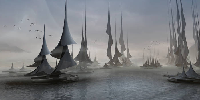 Sailing boats in stormy weather ...