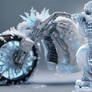 Ice man and his Ice riding motorcycle ...