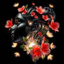Portrait incorporated in foliage and flowers ...