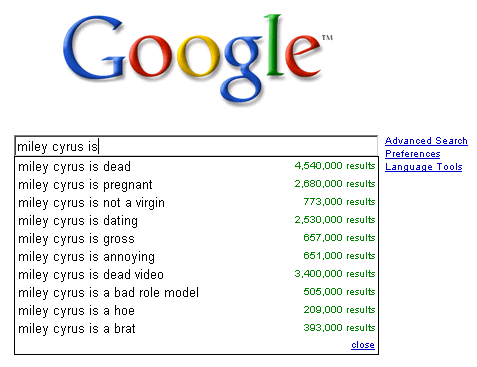 Google hates Miley Cyrus