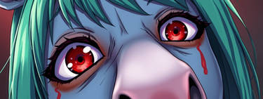 Red Eyed Green Haired Blue Skinned Sad Crying Fema