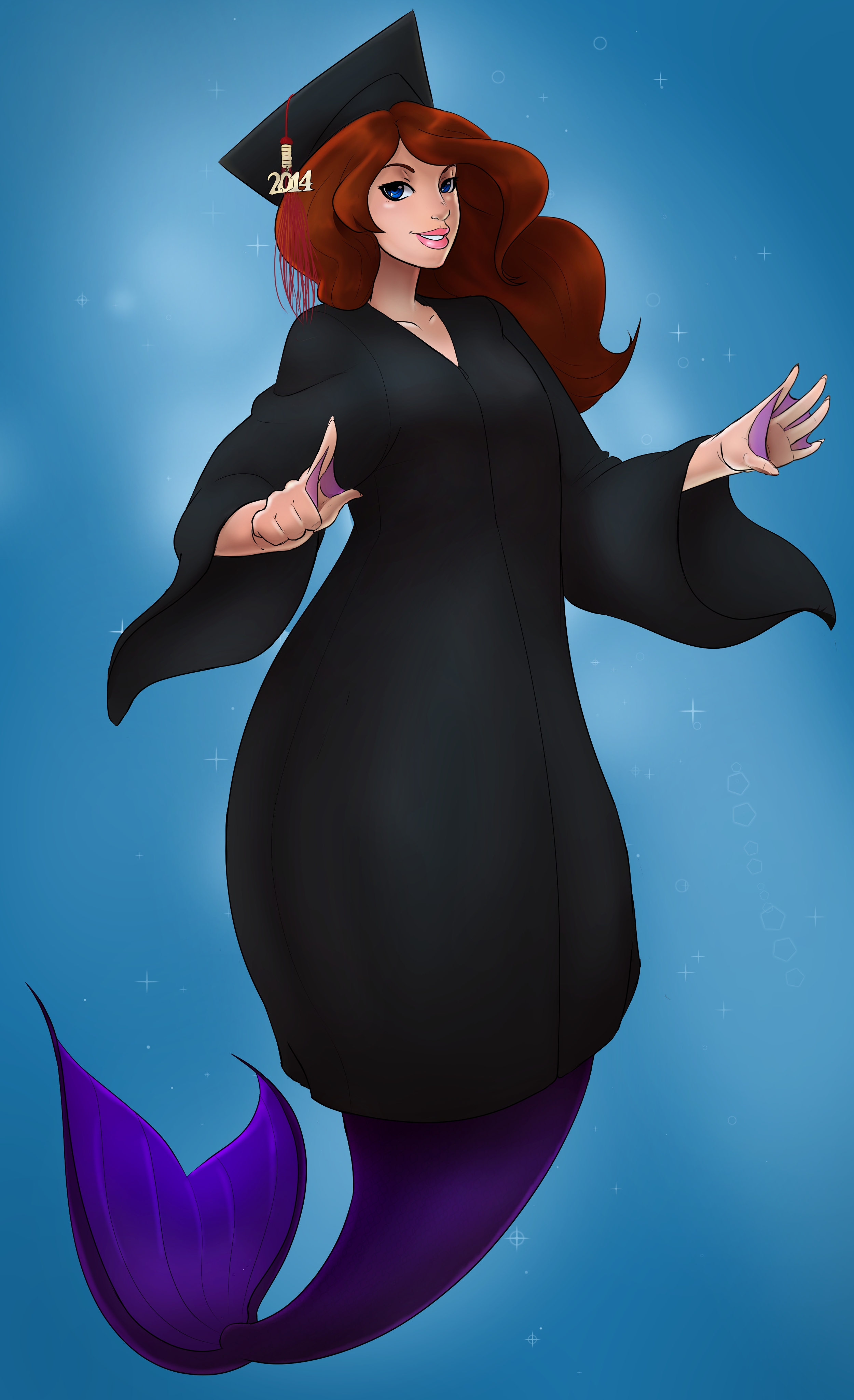 Soft Shaded Commission-Graduating mermaid