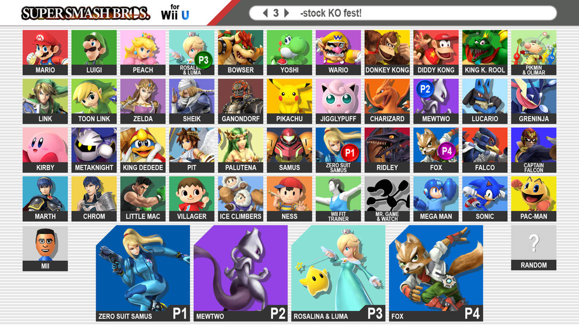 Super Smash Bros. 4 -- Fan-made roster by ReddFloxy on DeviantArt