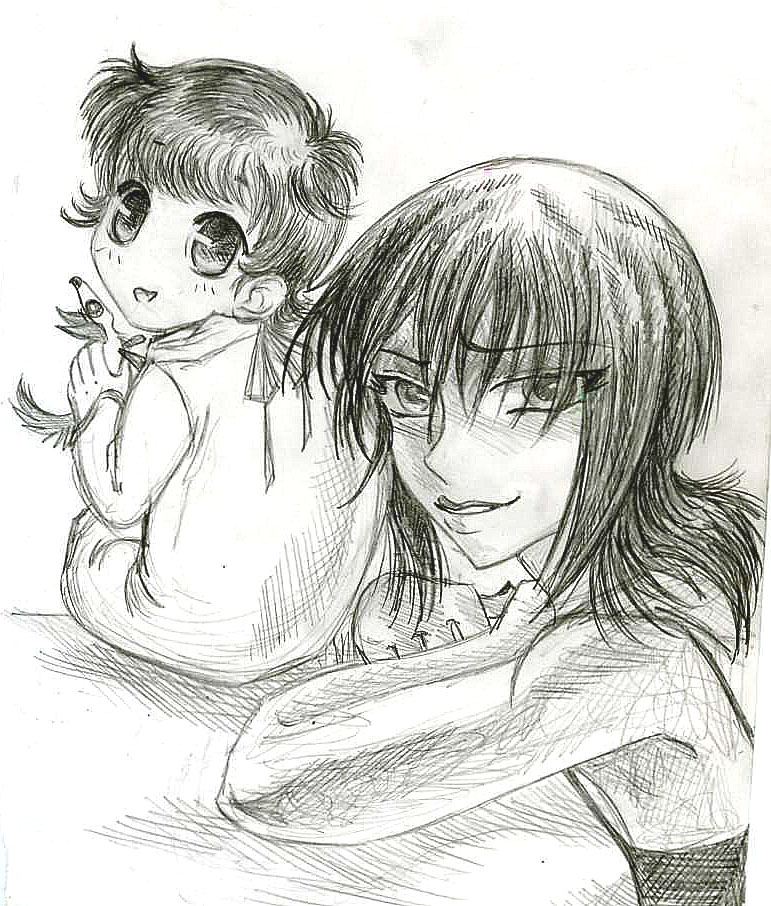 Akito and daughter FB sketch