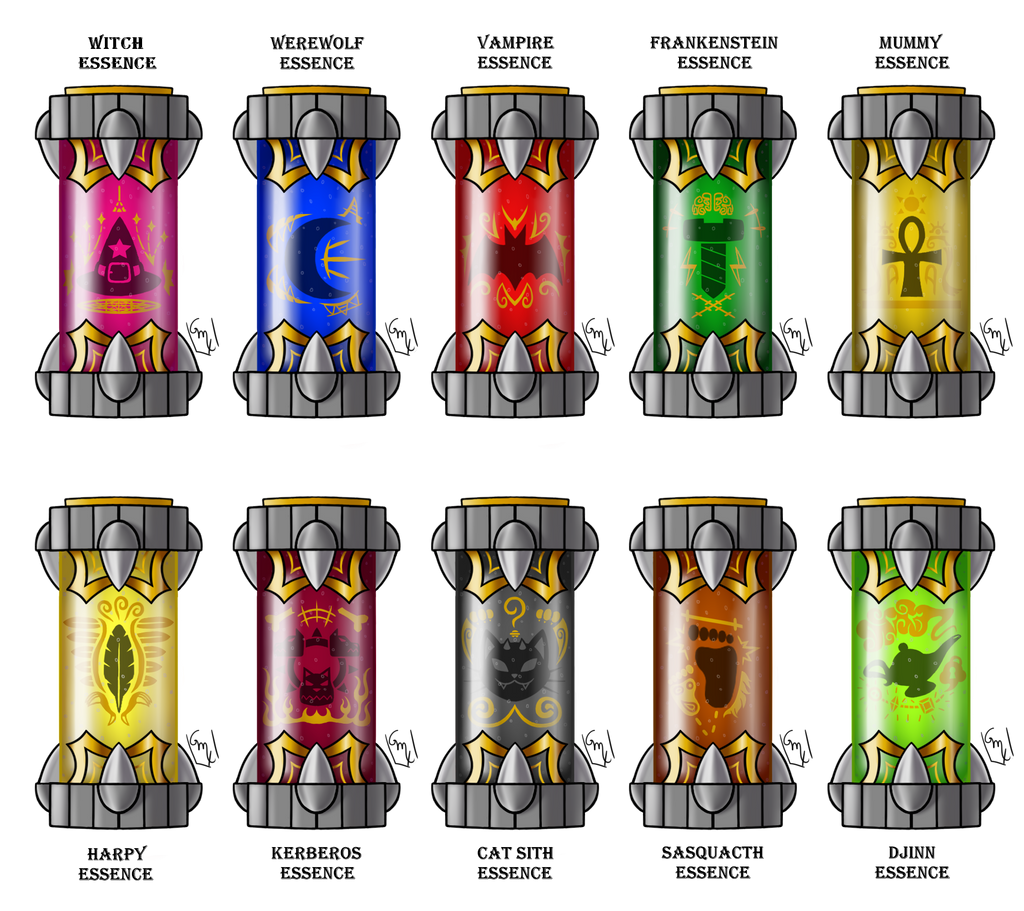 Monster Essences Set 1 by Maxirider on DeviantArt