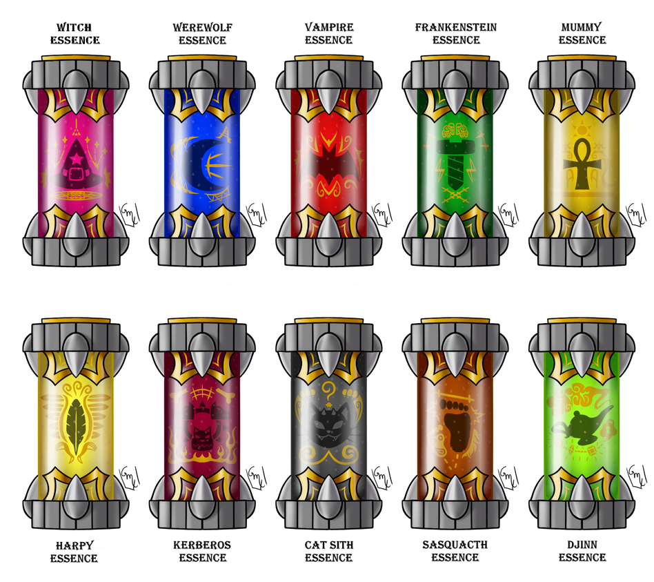 Monster Essences Set 1 by Maxirider on DeviantArt