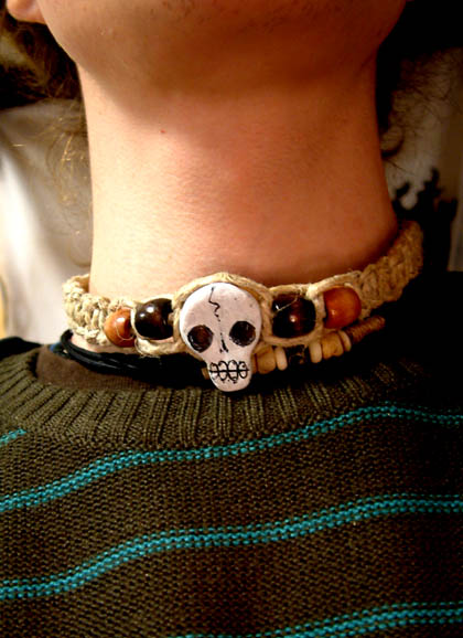 skull necklace.