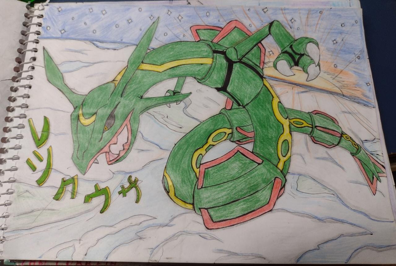 COMO DESENHAR O POKÉMON MEGA RAYQUAZA  HOW TO DRAW MEGA RAYQUAZA POKEMON 